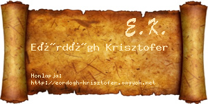 Eördögh Krisztofer névjegykártya